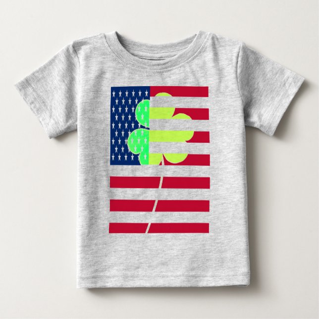 Irish American Flagga Shamrock Klöver St. Patrick Tee Shirt (Framsida)
