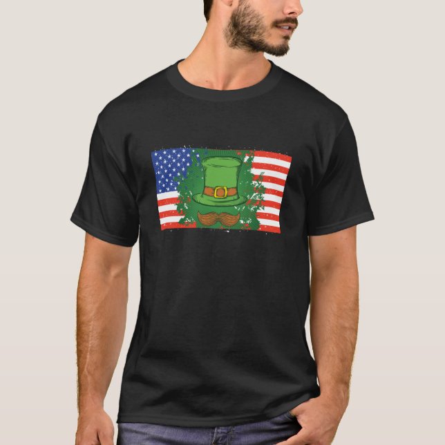 Irish American Flagga Shamrock St patricks day Man T Shirt (Framsida)