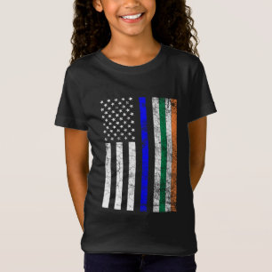 Irish American Flagga Thin Blue Line Police St. Pa T Shirt