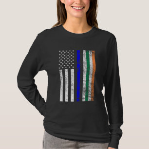 Irish American Flagga Thin Blue Line Police St. Pa T Shirt