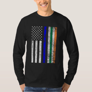 Irish American Flagga Thin Blue Line Police St. Pa T Shirt