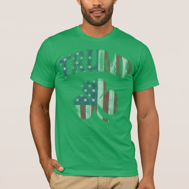 Irish American Flagga Trump 2016 Shamrock T Shirt (Framsida)