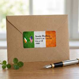 Irish American Flaggor Return Address Label Adressetikett