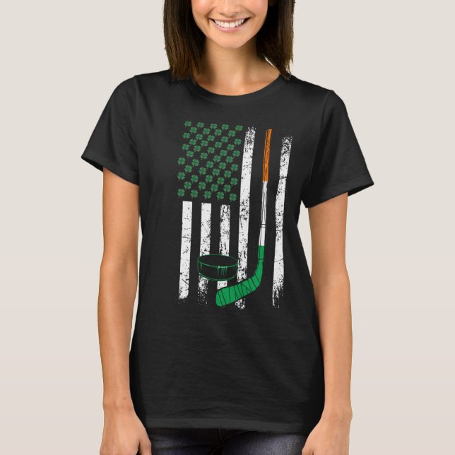 Irish American Hockey USA flagga St Patrick s Day  T Shirt (Framsida)