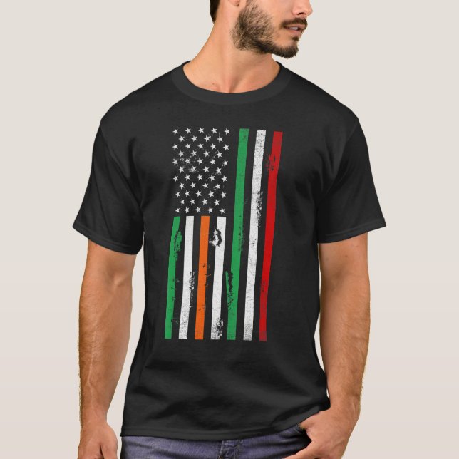 Irish American Italy flag Patrick's day cool Irela T Shirt (Framsida)