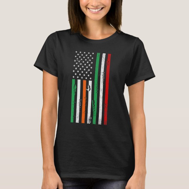 Irish American Italy flag Patrick's day cool Irela T Shirt (Framsida)