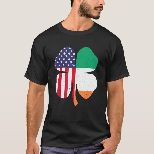 Irish American Klöver Flagga St. Patrick's Day T Shirt (Framsida)