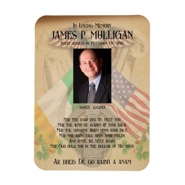 Irish American Memorial Photo Card Magnet (Vertikal)