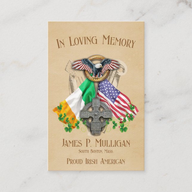 Irish American Memorial Photo Card Visitkort (Framsida)