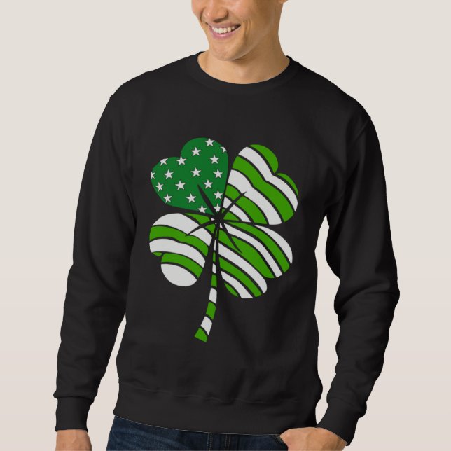 Irish American Pride Shamrock C Happy St Patrick's Lång Ärmad Tröja (Framsida)