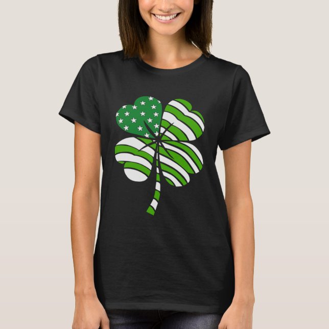 Irish American Pride Shamrock C Happy St Patrick's T Shirt (Framsida)