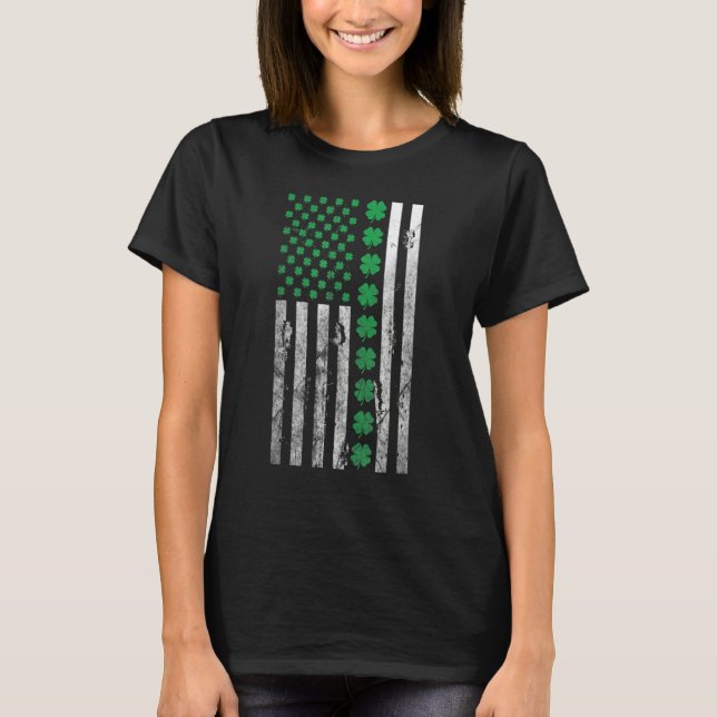 Irish American Shamrock flag saint Paddys patty Ir T Shirt (Framsida)