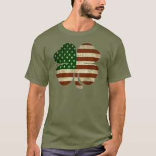 Irish American Shamrock Patriot Flagga Tee Shirt