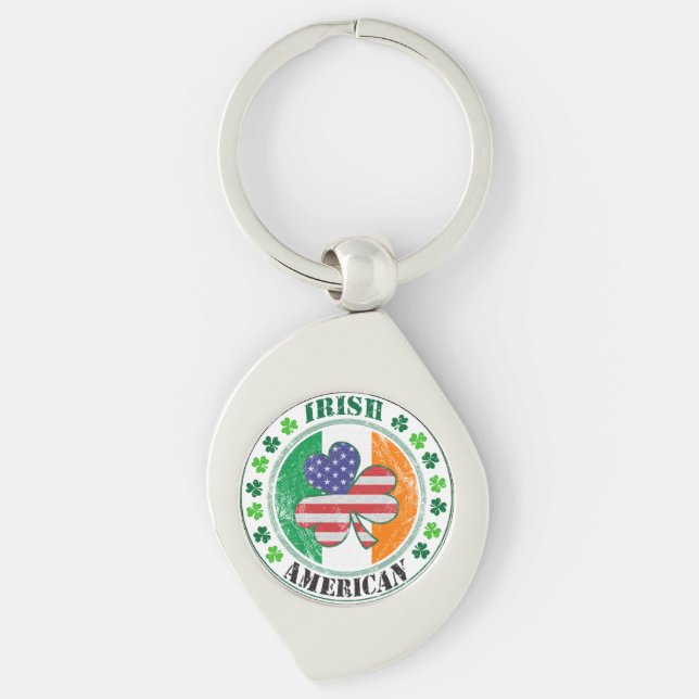 Irish American Swirl Silverfärgad Nyckelring (Framsidan)