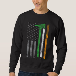 Irish American US Flagga Firefighter Ax Fire St Pa Lång Ärmad Tröja