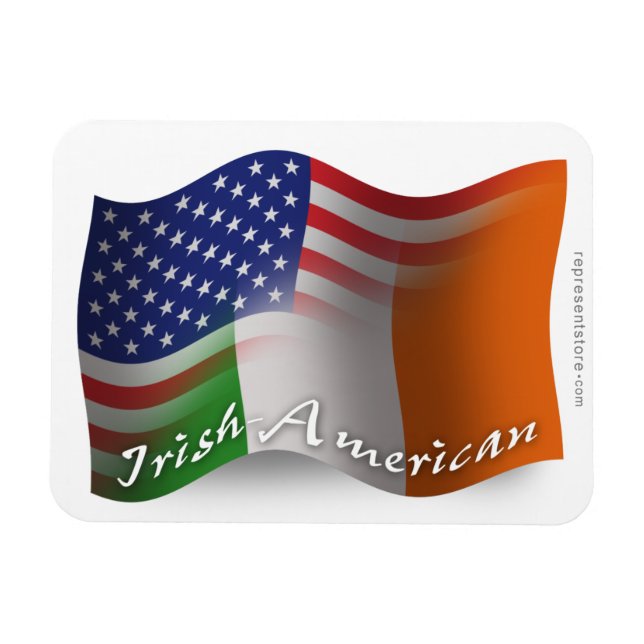 Irish-American Wave Flagga Magnet (Horisontell)