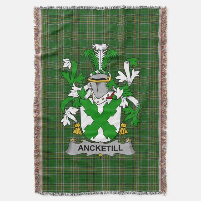 Irish Ancketill Jackar om Arm Family Crest Ireland Filt (Framsidan Vertikal)