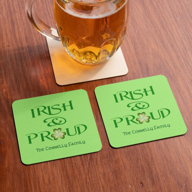 Irish and Proud Shamrock Personlig Underlägg Papper Kvadrat (Skapare uppladdad)