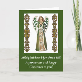 Irish Angel & Blating Folged Jul Card Helgkort