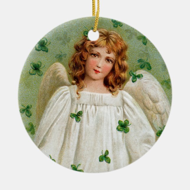 Irish Angel-julprydnaden. Nollaig Shona Duit Julgransprydnad Keramik (Framsidan)