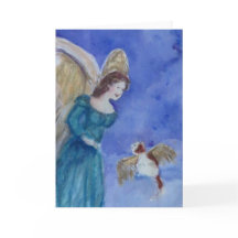 Irish Angel och Cat Angel Blank Greeting Card
