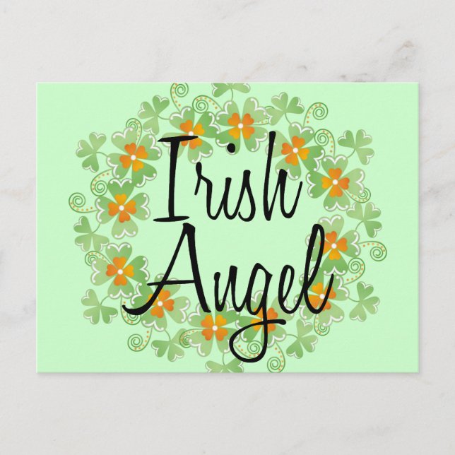 Irish Angel Shamrock Wand Vykort (Framsida)