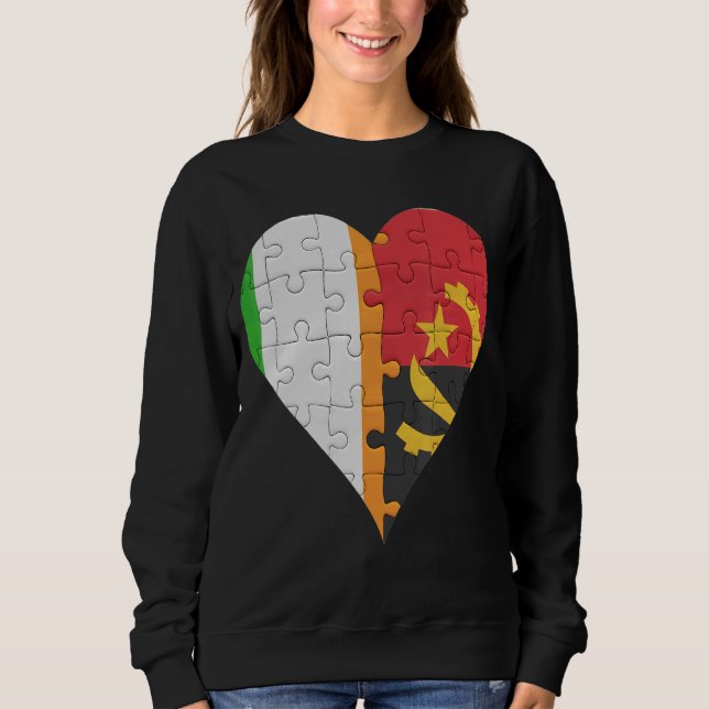 Irish Angolan Flagga Heart T Shirt (Framsida)