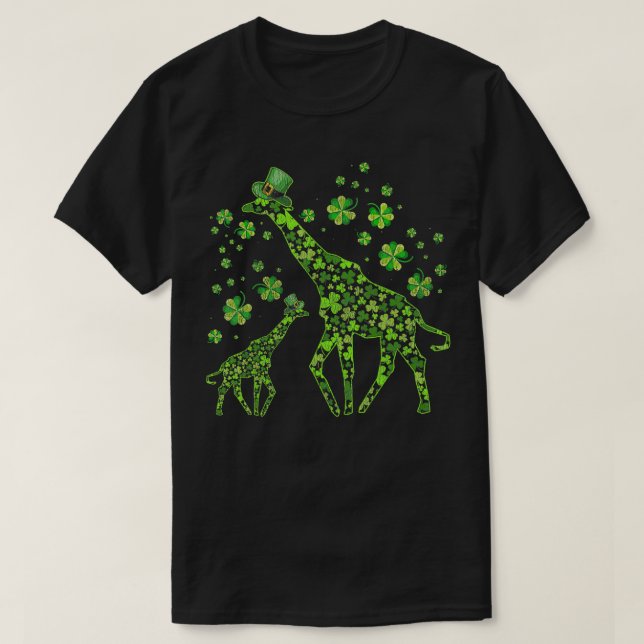 Irish Animal Lover Klöver Afrika Giraffe St Patric T Shirt (Design framsida)