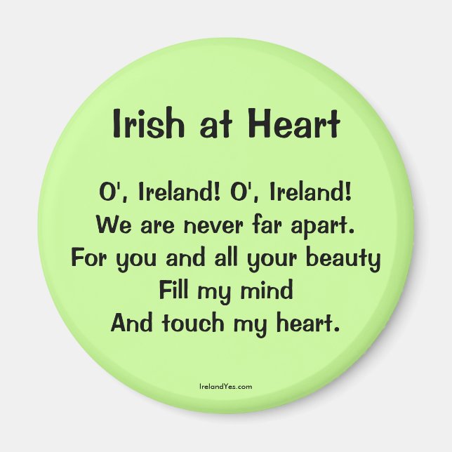 Irish at Heart Proverb Magnet (Framsidan)