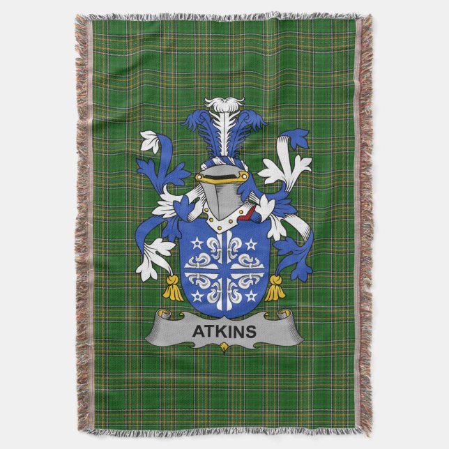 Irish Atkins Jackar om Arm Family Crest Ireland Filt (Framsidan Vertikal)