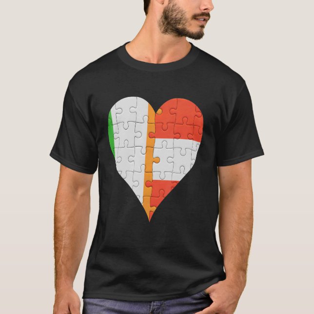 Irish Austria Flagga Heart T Shirt (Framsida)