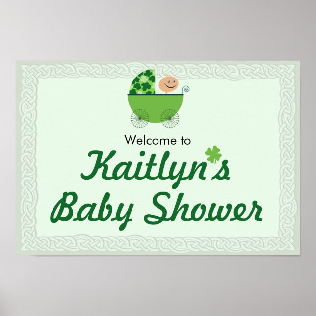 Irish Baby Buggy Shower Sign Poster (Framsidan)