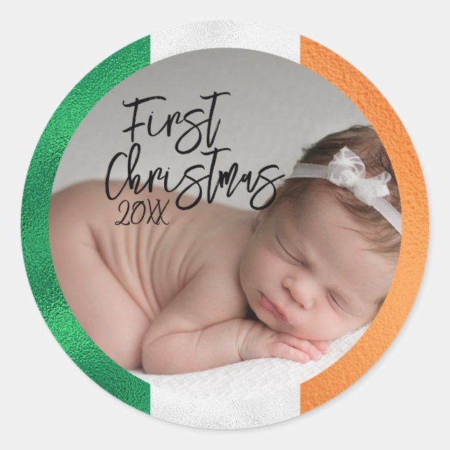 Irish Baby| First jul Runt Klistermärke (Framsida)