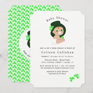 Irish Baby Leprechaun Lucky Shamrock Baby Shower Inbjudningar