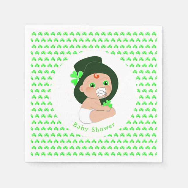 Irish Baby Leprechaun Lucky Shamrock Baby Shower Pappersservett (Framsidan)
