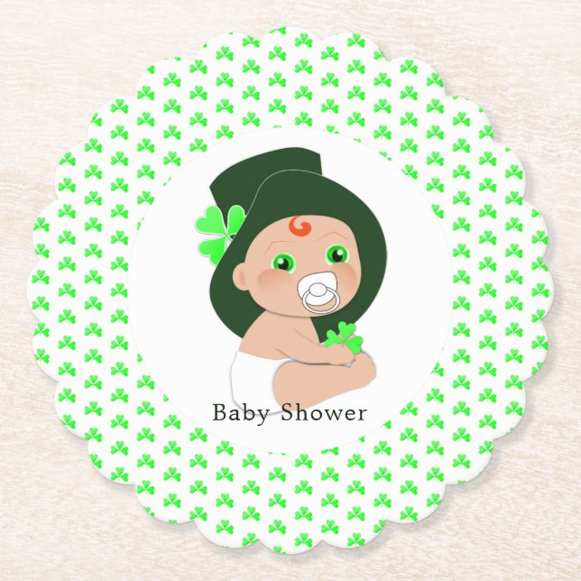 Irish Baby Leprechaun Lucky Shamrock Baby Shower Underlägg Papper (Framsida)