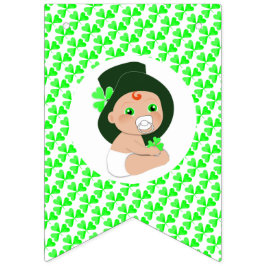Irish Baby Leprechaun Lucky Shamrock Baby Shower Vimplar