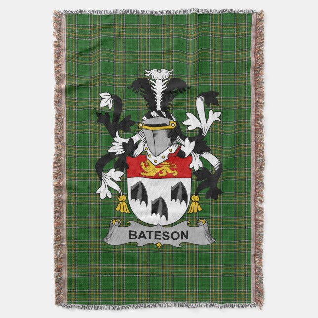 Irish Bateson Jackar om Arm Family Crest Ireland Filt (Framsidan Vertikal)
