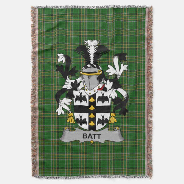 Irish Batt Jackar Arm Family Crest Ireland Filt (Framsidan Vertikal)