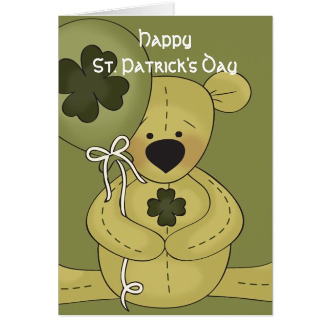 Irish Bear Lycklig St. Patrick's Day Card 2 Hälsningskort (Framsidan)