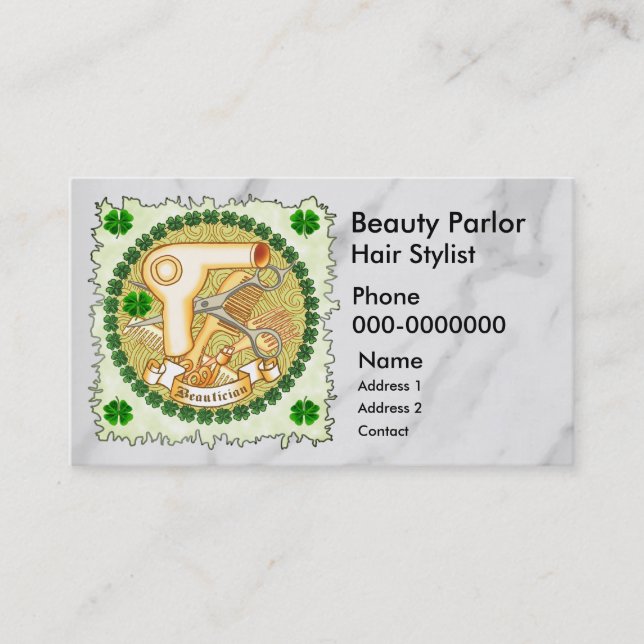 Irish Beautician-avtalskort Tidsbeställning Kort (Framsida)