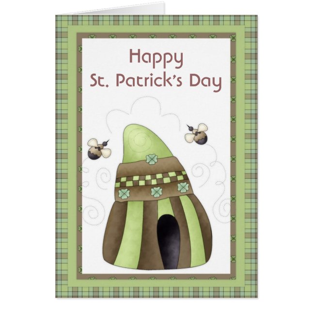 Irish Beehive Lycklig St. Patrick's Day Card Hälsningskort (Framsidan)