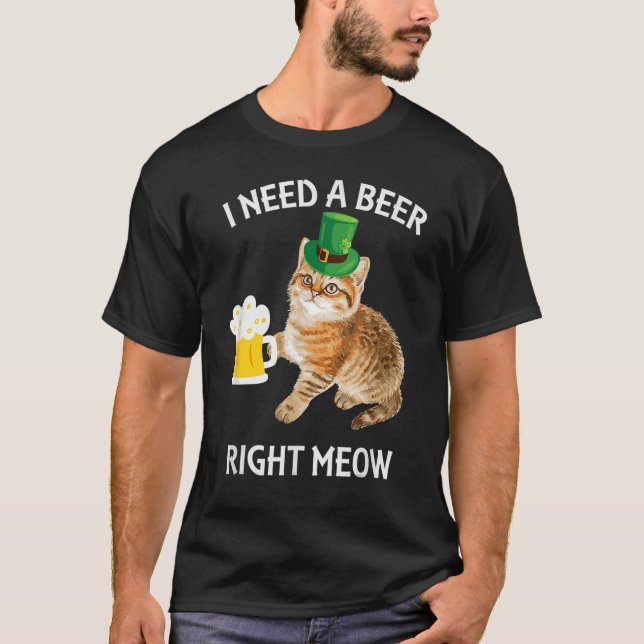 Irish Beer Cat TShirt St Patricks Day Drinking T Shirt (Framsida)