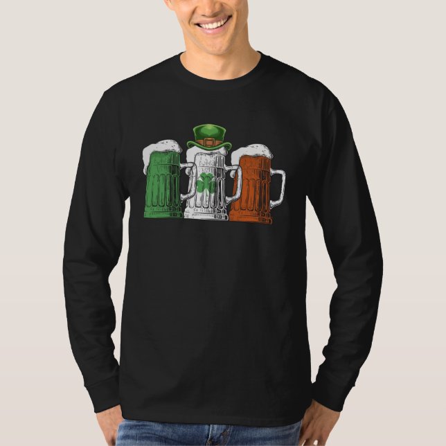 Irish Beer Ireland Flag St Patricks Day Beer  Men  T Shirt (Framsida)