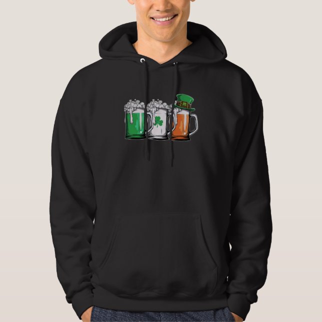 Irish Beer Ireland Flag St Patricks Day Men Women  Hoodie (Framsida)