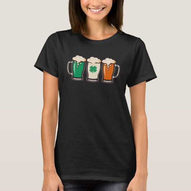 Irish Beer Ireland Flag St Patricks Day Shamrock D T Shirt (Framsida)
