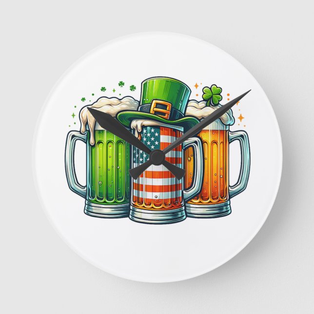 Irish Beer Ireland St Patricks Day Drinking Party Rund Klocka (Framsida)