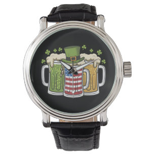 Irish Beer Ireland USA American Flagga St Patrick' Armbandsur