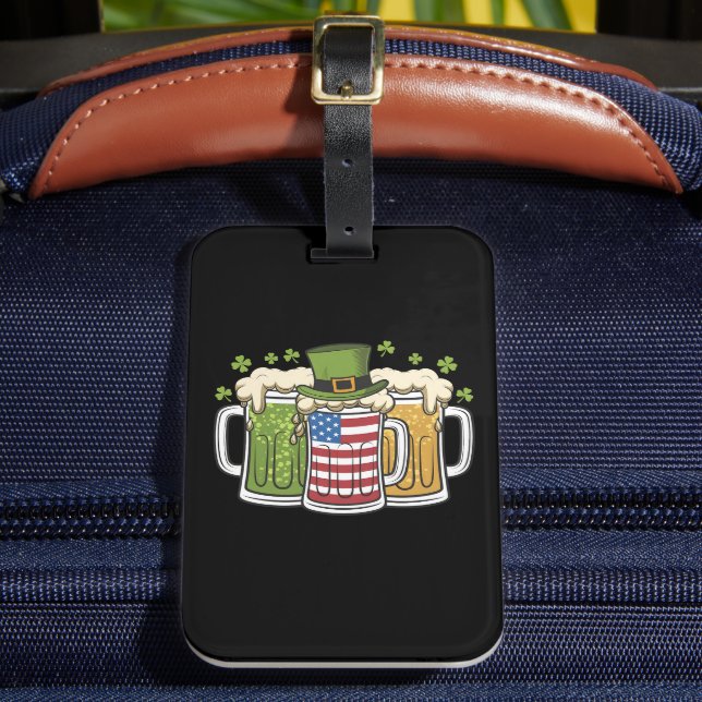 Irish Beer Ireland USA American Flagga St Patrick' Bagagebricka (Framsida Insitu 2)