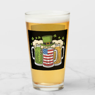 Irish Beer Ireland USA American Flagga St Patrick' Glaskopp